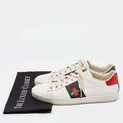 Gucci White Leather Web Ace Lace Up Sneakers Size 37.5