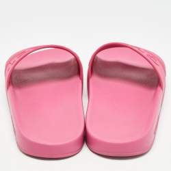 Gucci Pink Rubber Logo Flat Slides Size 40   