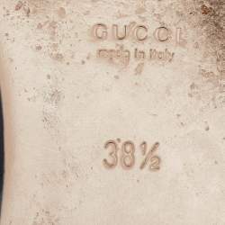 Pre Owned Gucci Cream/Black Guccissima Leather Princetown Flat Mules Size 38.5