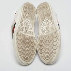 Gucci White Leather Web Ace Low Top Sneakers Size 36