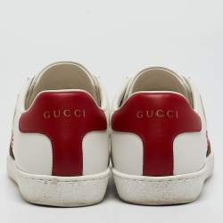 Gucci White Leather Web Ace Low Top Sneakers Size 36