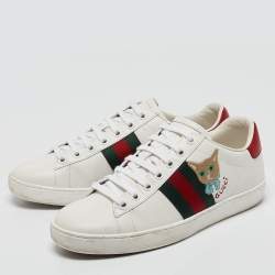 Gucci White Leather Web Ace Low Top Sneakers Size 36