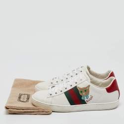 Gucci White Leather Web Ace Low Top Sneakers Size 36