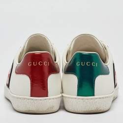 Gucci White Leather GG Apple Applique Ace Sneakers Size 38