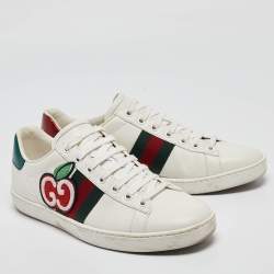 Gucci White Leather GG Apple Applique Ace Sneakers Size 38