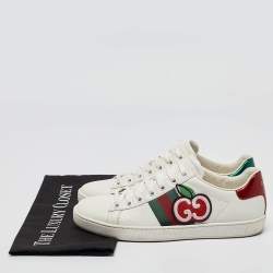 Gucci White Leather GG Apple Applique Ace Sneakers Size 38