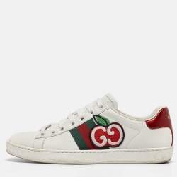 Gucci White Leather GG Apple Applique Ace Sneakers Size 38
