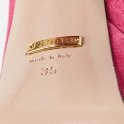 Pre Owned Gucci Pink Suede Horsebit Platform Pumps Size 35