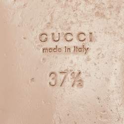 Gucci Brown/Cream GG Canvas Double G Flat Slides Size 37.5 