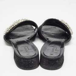 Pre Owned Gucci Black Suede Embellished Maxime Slide Sandals Size 41