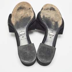 Pre Owned Gucci Black Suede Embellished Maxime Slide Sandals Size 41