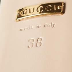 مملوكة مسبقًا Gucci Black Leather Pearl & Stud Embellished Platform Sandals Size 38