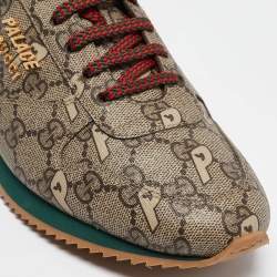 Gucci x Palace Brown GG Supreme Canvas and Leather Sneakers Size 39