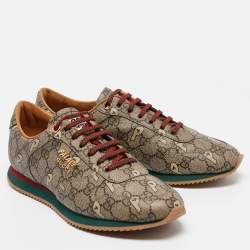 Gucci x Palace Brown GG Supreme Canvas and Leather Sneakers Size 39