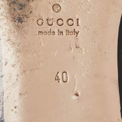 Pre Owned Gucci Gold/Black Brocade Fabric Princetown Flat Mules Size 40