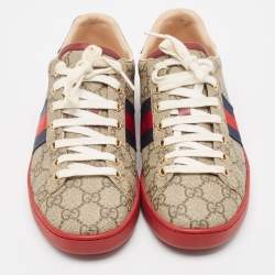 Gucci Beige/Brown GG Supreme Canvas Ace Sneakers Size 37