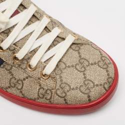 Gucci Beige/Brown GG Supreme Canvas Ace Sneakers Size 37
