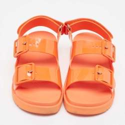 Pre Owned Gucci Orange Rubber Isla Flat Sandals Size 35