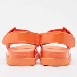 Pre Owned Gucci Orange Rubber Isla Flat Sandals Size 35