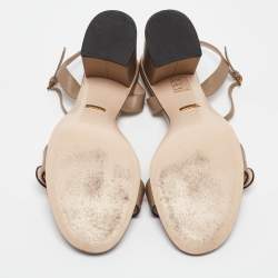 Pre Owned Gucci Brown Leather GG Marmont  Ankle Strap Sandals Size 41