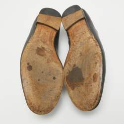 Pre Owned Gucci Black Leather Jordaan Slip On Loafers Size 38