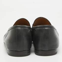 Pre Owned Gucci Black Leather Jordaan Slip On Loafers Size 38