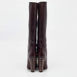 Gucci Burgundy Leather Knee Length Boots Size 41
