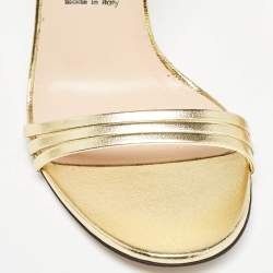 Pre Owned Gucci Metallic Gold Leather Ankle Strap Sandals Size 39