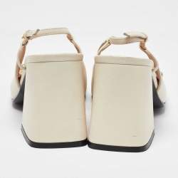 Pre Owned صندل غوتشي جلد أبيض مزين هورسبيت فتحة كعب مقاس 38