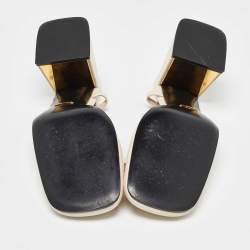 Pre Owned صندل غوتشي جلد أبيض مزين هورسبيت فتحة كعب مقاس 38