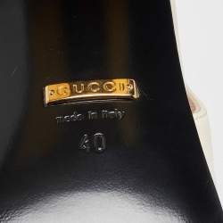 Pre Owned صندل غوتشي جلد أبيض مزين هورسبيت فتحة كعب مقاس 38