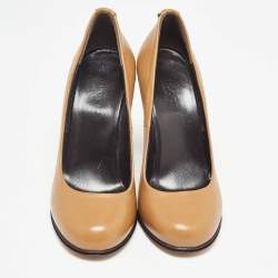 Gucci Brown Leather Round Toe Pumps Size 35