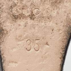 Pre Owned Gucci Black Leather Sally Wedge Platform Ankle Strap Sandals Size 35