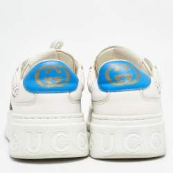 Gucci White Perforated Leather GG Chunky B Sneakers Size 37