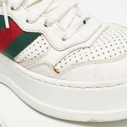 Gucci White Perforated Leather GG Chunky B Sneakers Size 37