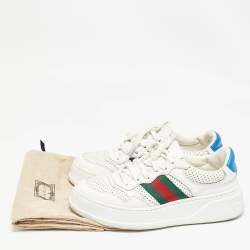 Gucci White Perforated Leather GG Chunky B Sneakers Size 37
