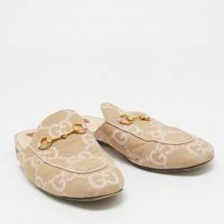 Gucci Beige GG Canvas Princetown Horsebit Flat Mules Size 40