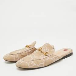 Gucci Beige GG Canvas Princetown Horsebit Flat Mules Size 40