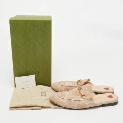 Gucci Beige GG Canvas Princetown Horsebit Flat Mules Size 40