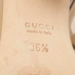 Pre Owned Gucci Brown Leather Horsebit Block Heel Sandals Size 36.5