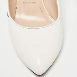 Pre Owned Gucci White Leather Sylvie Slingback Pumps Size 38