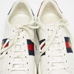 Gucci White Leather Ace Web Sneakers Size 37