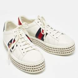 Gucci White Leather Ace Web Sneakers Size 37