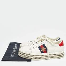 Gucci White Leather Ace Web Sneakers Size 37