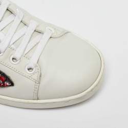 Pre Owned Gucci White Leather Embellished Arrow Ace Sneakers Size 37.5