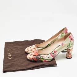 Gucci Multicolor Leather Bloom Print Round Toe Pumps Size 36