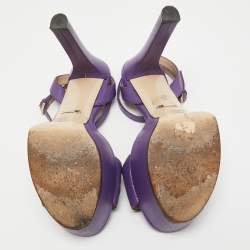 Gucci Purple Leather Claudie Ankle Strap Sandals Size 37