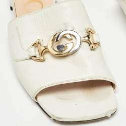 Gucci Cream Leather Zumi Slide Sandals Size 38