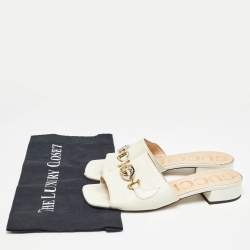 Gucci Cream Leather Zumi Slide Sandals Size 38