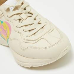 Gucci Cream Leather GG Heart Rhyton Sneakers Size 38